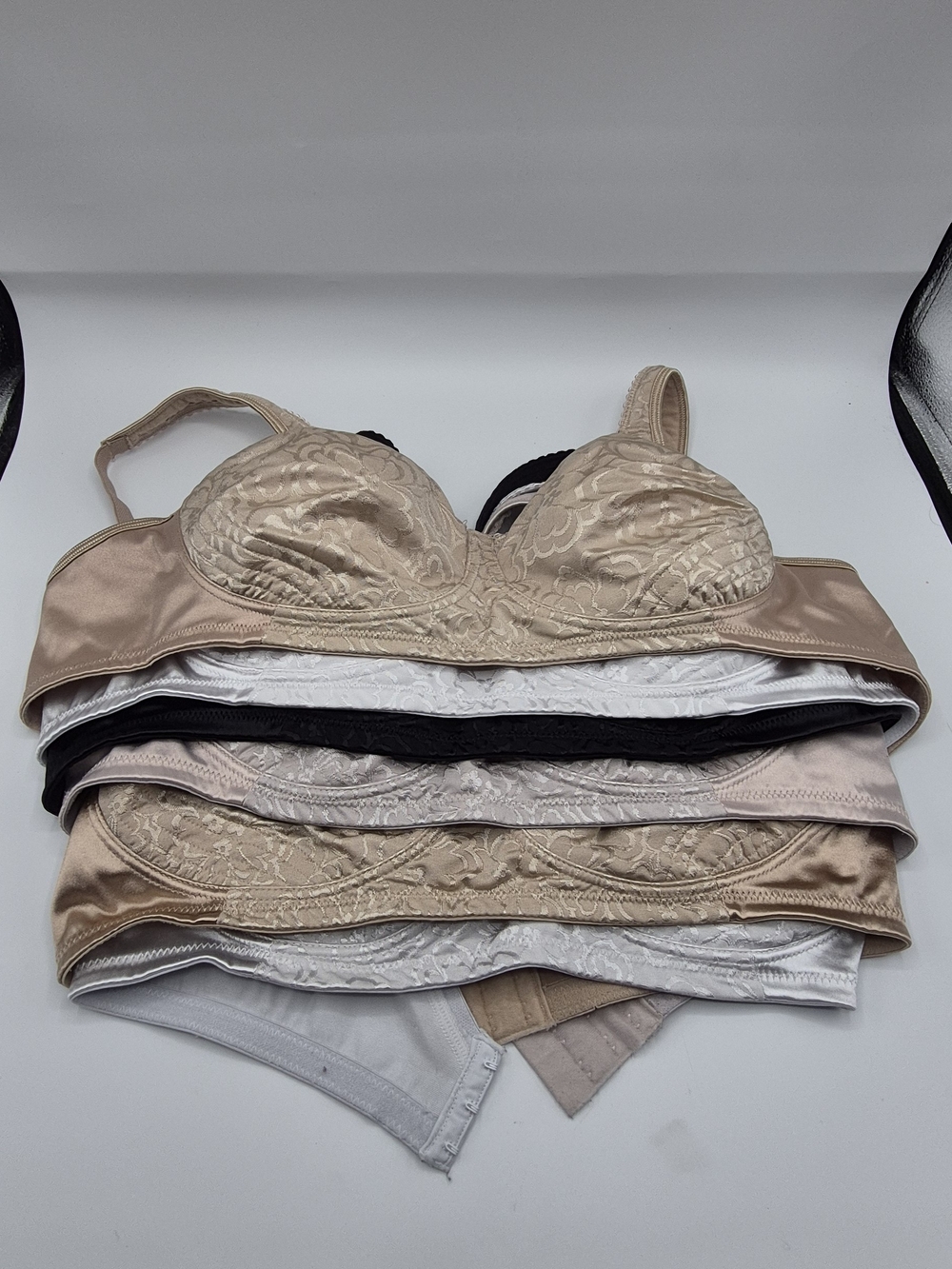 Playtex Beige, Black, White and Light Pink Lace-Accent Bra Stack Six-pack